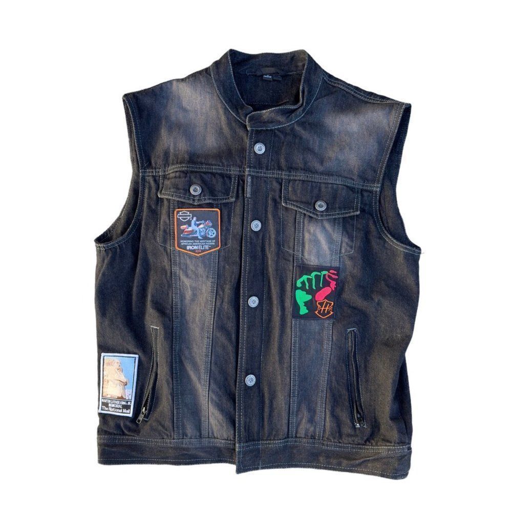 Speed and Strength Rover Denim Motorcycle Vest with Patches‎ Men's Medium (M)
